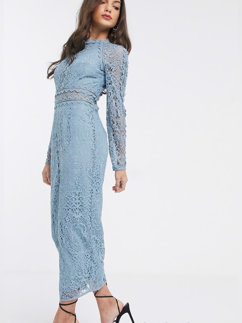 ASOS Lace Maxi Dress in Blue Size 4 Like New